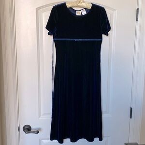 Vintage New Moves Velvet Dress Girls 14 Navy Retro 90’s Y2K Event fairy grunge